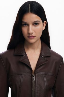 Women's Peplum leather biker jacket