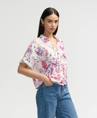 Women s Button Front Cropped Shirt