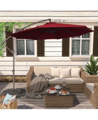 11ft Cantilever/Offset Hanging Patio Umbrella with Easy Tilt and Crank 360° Rotate