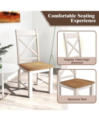 Wooden Dining Chairs Set of 2 with High Back and Rubber Wood Frame