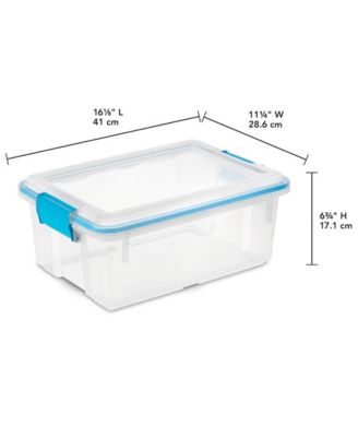 12 Qt Plastic Storage Bin Container Clear Gasket Sealed Box, (6 Pack)