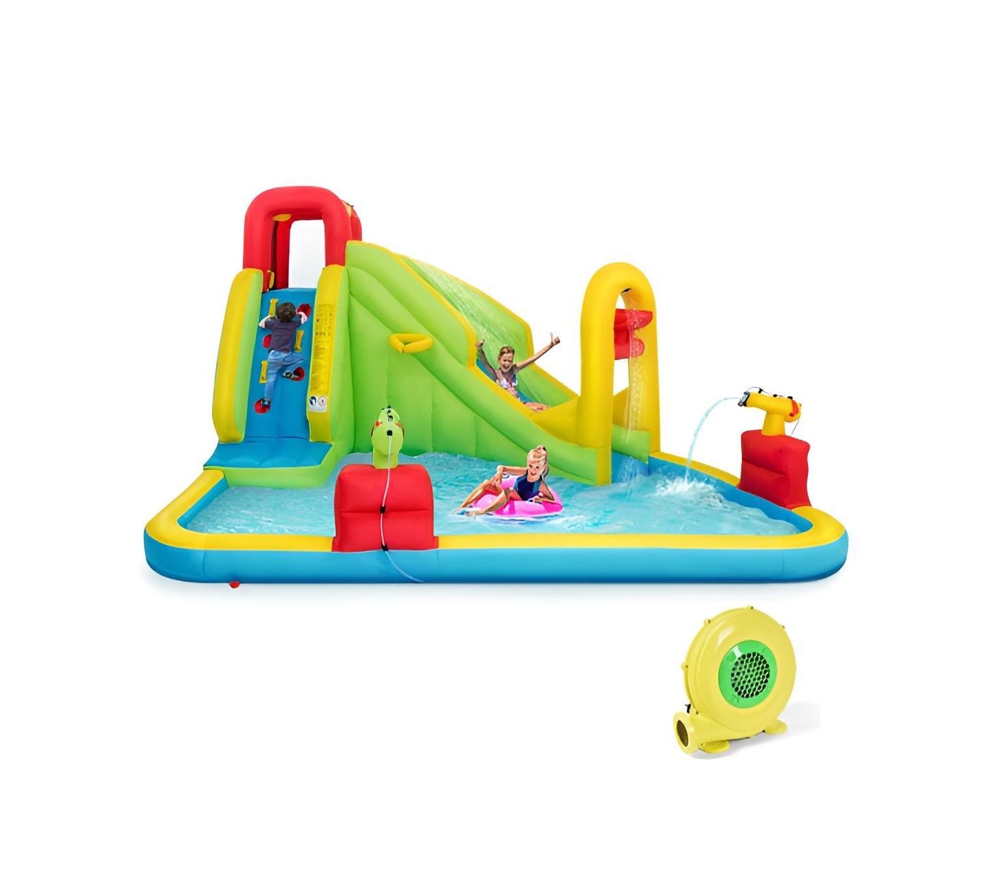 Детская игрушка Slickblue Water Bounce House with Water Slide & Splash Pool, 157.5"L x 132"W x 90.5"H, Oxford Cloth, Accommodates 3 Kids, 3–10 лет, цвет: Разноцветный — фото 1