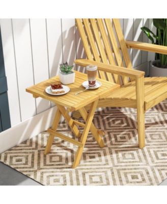 Teak Wood Square Coffee Table with X-shaped Legs and Slatted Tabletop