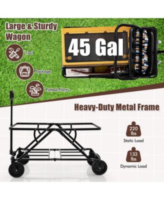 Collapsible Folding Wagon Cart with Adjustable Handle Heavy-Duty Utility Cart for Outdoor and Garden
