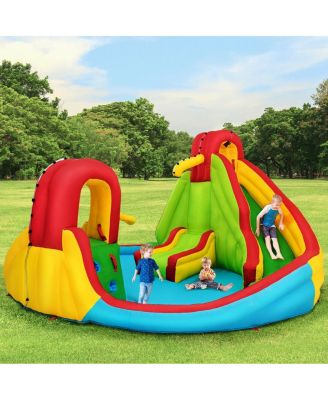 Kids' Inflatable Water Slide Bounce House with Climbing Wall & Pool Outdoor Playset