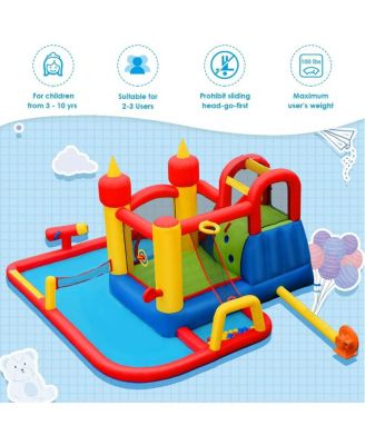 Inflatable Water Slide Jumper Bounce House with Ocean Balls Fun Outdoor Playset for Kids