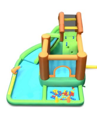 Inflatable Water Slide Bounce House with Climbing Wall Fun Outdoor Playset for Kids