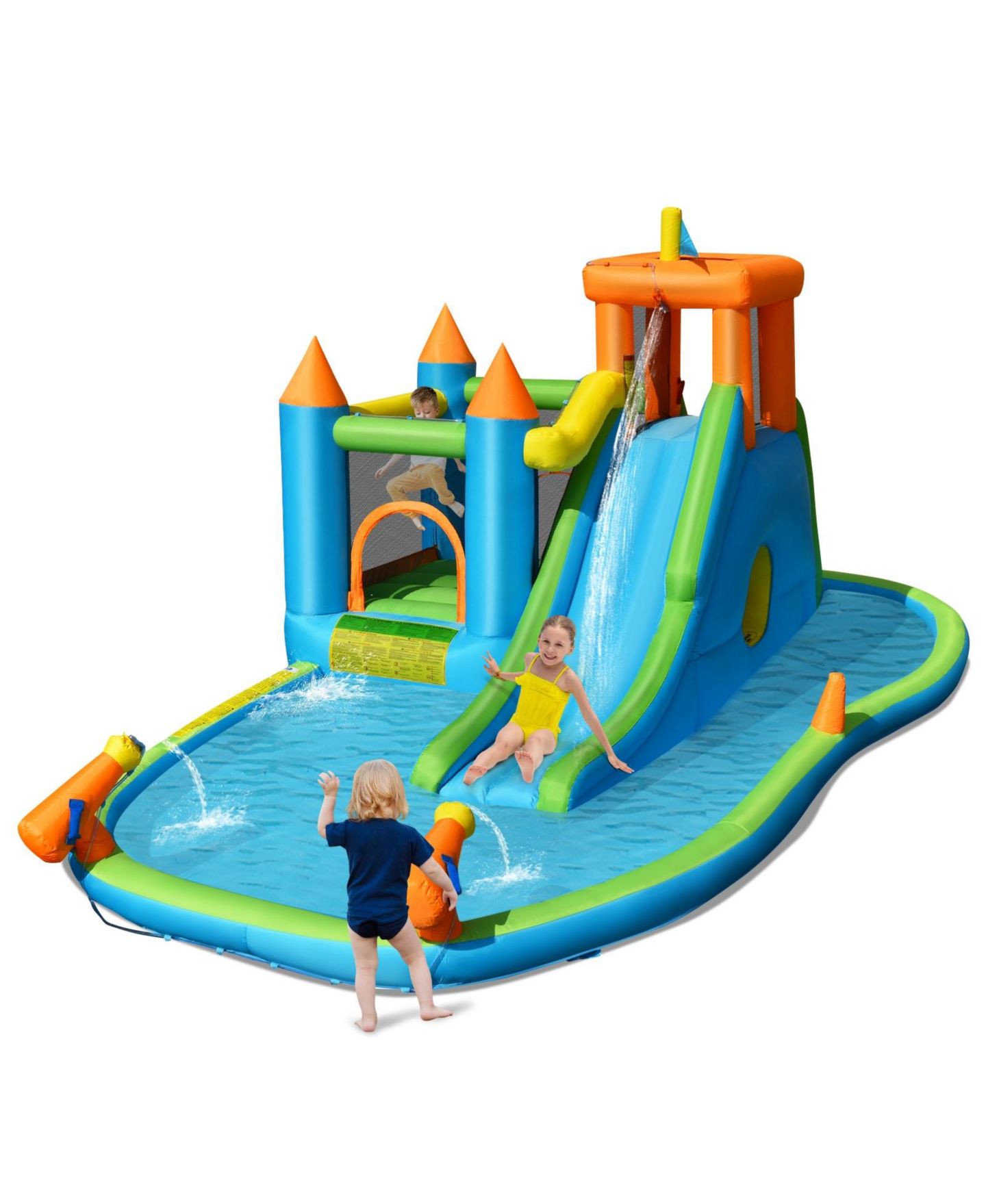 Детская игрушка Slickblue Water Slide Bounce House with Climbing Wall, Accommodates 3-6 Kids, Ages 3+, цвет: Синий — фото 6