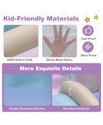 Inflatable Kids Bounce House with Slide & Basketball Hoop Fun Bouncy Castle for Parties & Playtime