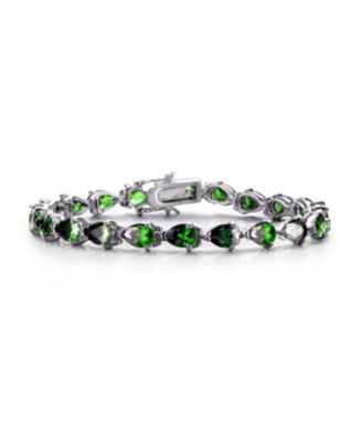 Women's Plated Colored Pear CZ Tennis Bracelet