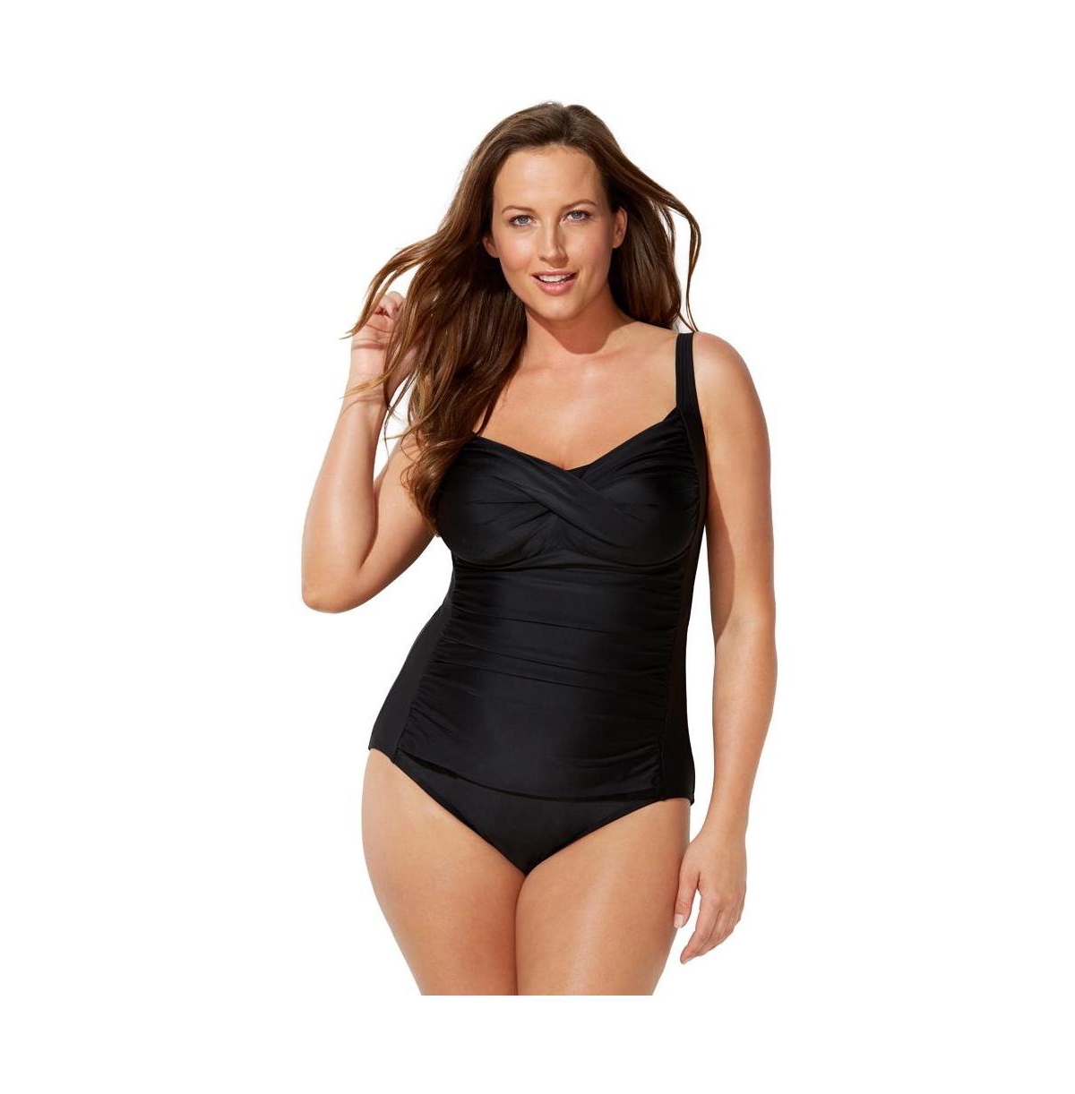 Swimsuits for All Women's Ruched Twist Front One Piece Swimsuit