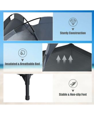 Portable Elevated Outdoor Pet Bed with Removable Canopy Shade