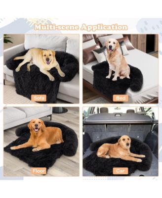 47"x 45"x 33" Plush Calming Dog Couch Bed with Anti-Slip Bottom