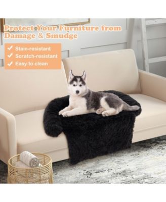 44"x 40"x 32" Plush Calming Dog Couch Bed with Anti-Slip Bottom