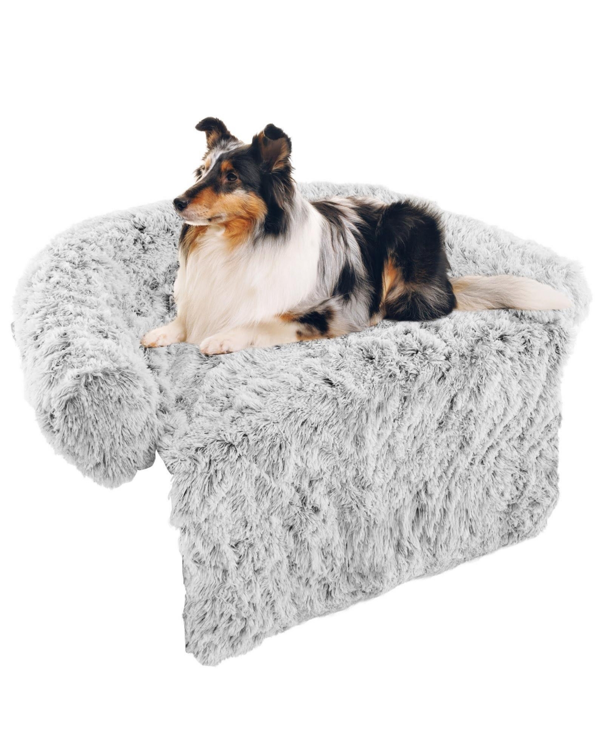 44"x 40"x 32" Plush Calming Dog Couch Bed with Anti-Slip Bottom - Grey