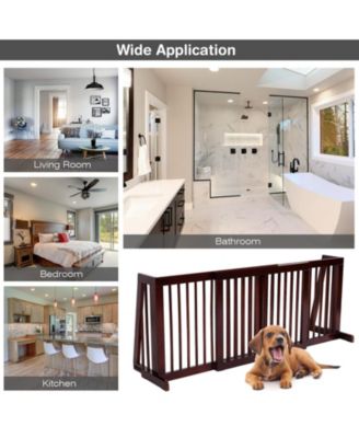 Folding Adjustable Free Standing 3 Panel Wood Fence