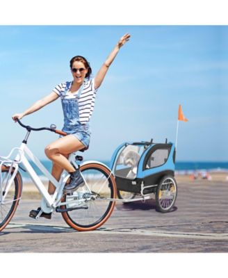 Dog Bike Trailer Foldable Pet Cart with 3 Entrances for Travel