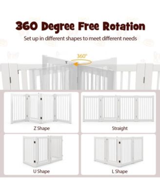 30 Inch Tall 4-Panel Freestanding Pet Gate Wooden Dog Fence