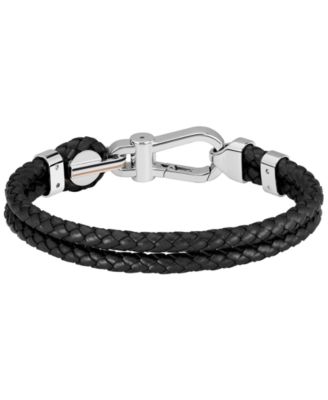 Men's Ares Prime Black Leather Bracelet