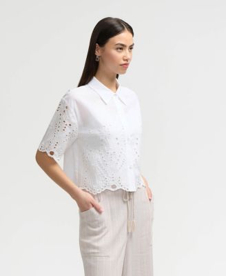 Women s Embroidered Scallop Edge Shirt