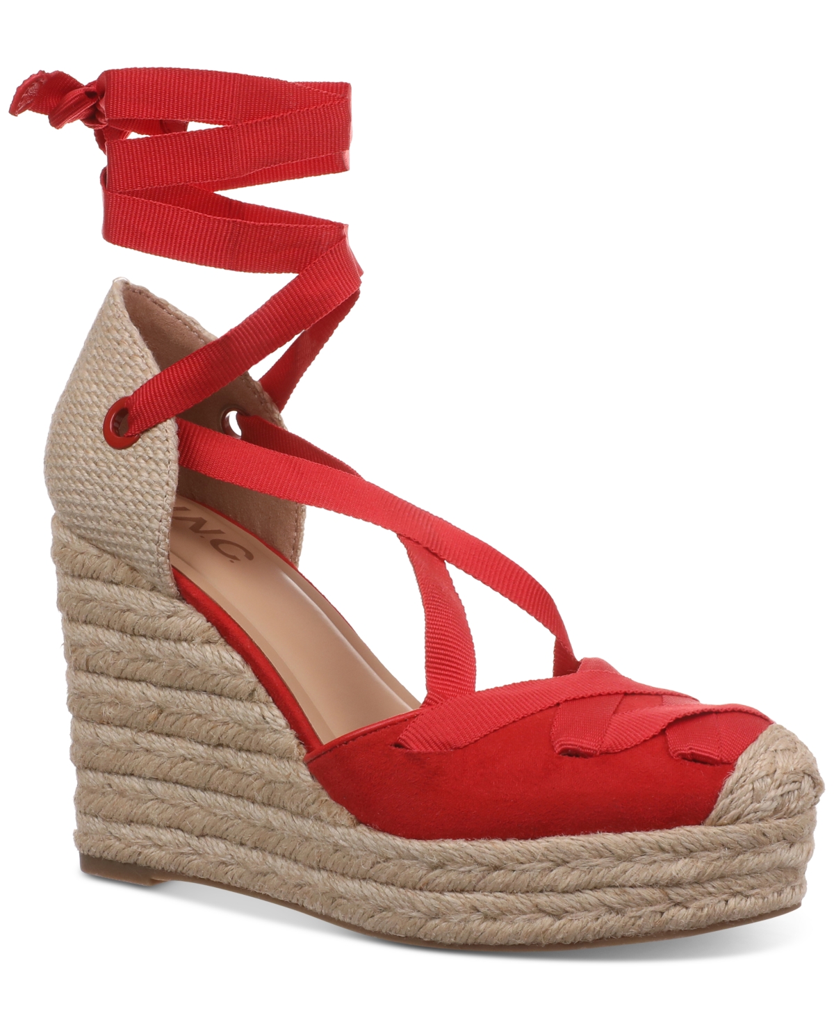 Inc International Concepts Women's Merryy Espadrille Wedge Sandals, Exclusively At Macy's In Red Micro