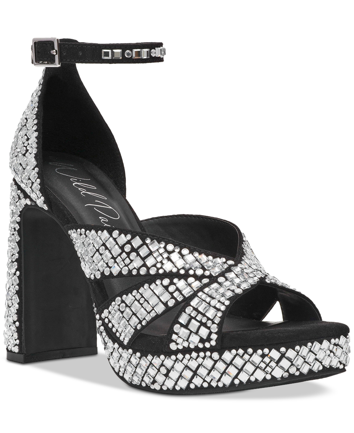 Wild Pair Lydiaa Embellished Platform Dress Sandals, Exclusively At Macy's In Black Bling