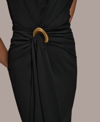 Women's Draped Faux-Wrap Gown