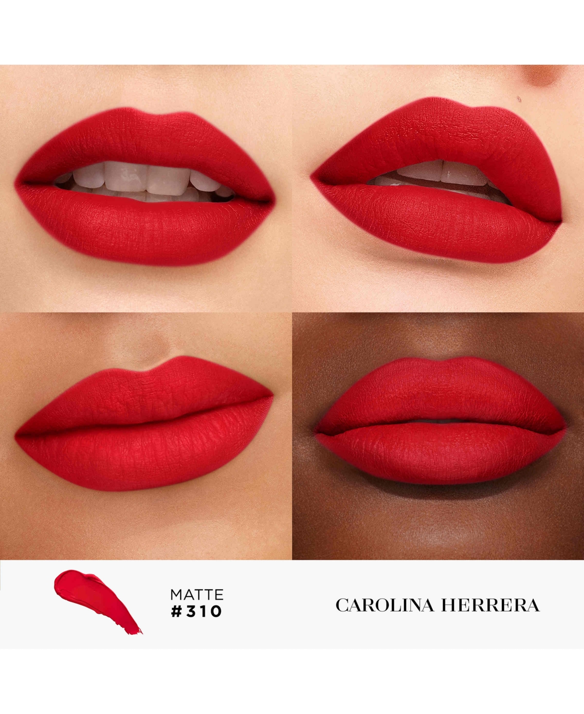 Carolina Herrera Fabulous Kiss Matte Refillable Lipstick & Love Karma Lipstick Cap In 310- Carolina Red