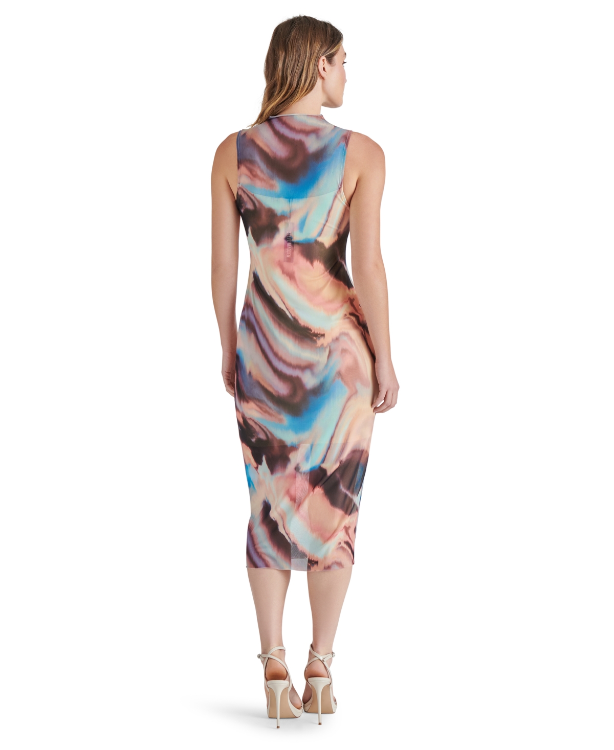 Steve Madden Sidra Funnel Neck Mesh Midi Dress In Desert Pink