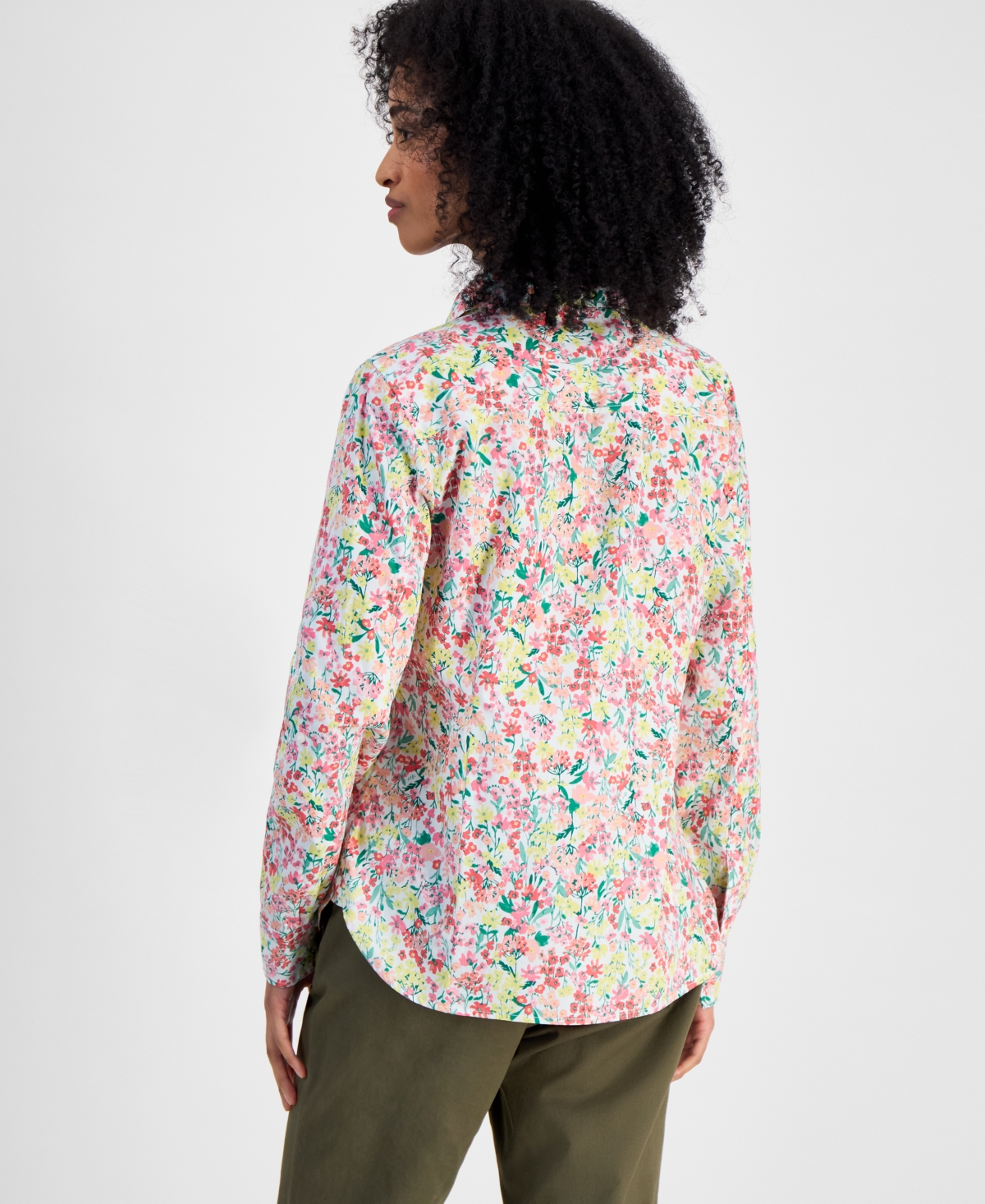 Tommy Hilfiger Women's Floral-print Roll-tab Shirt In Multi