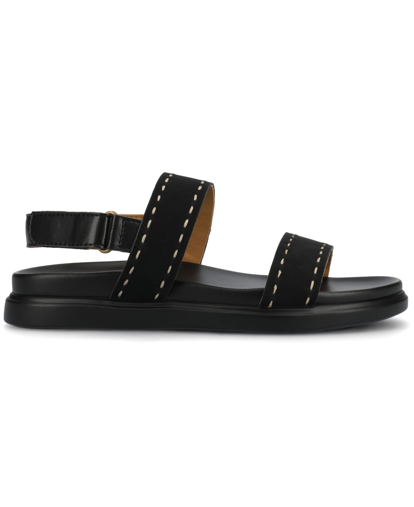 Женские сандалии Journee Collection Milie Double Band Footbed Flat, цвет: Чёрный — фото 2