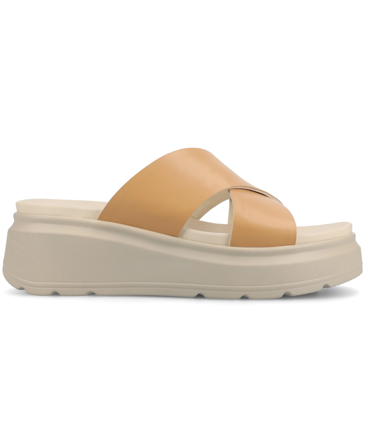 Shop Journee Collection Women's Cathie Crisscross Platform Wedge Sandals In Tan