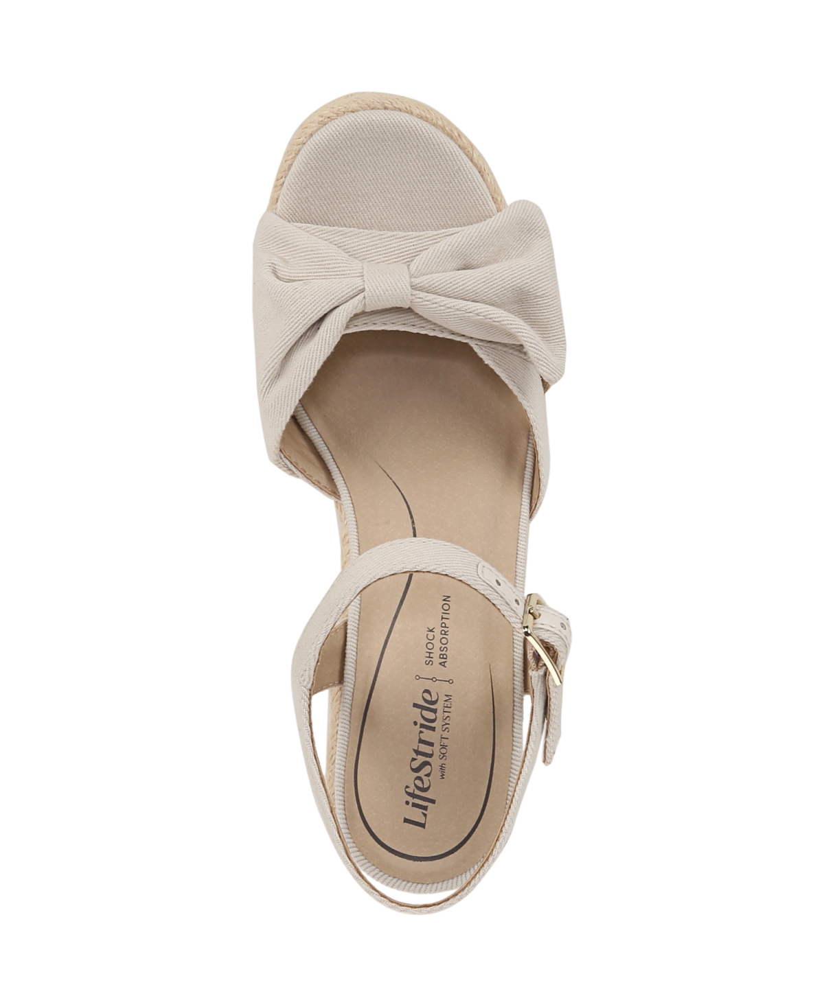 Shop Lifestride Women's Tahlia Open Roundtoe Espadrille Wedge Sandals In Bone White Fabric