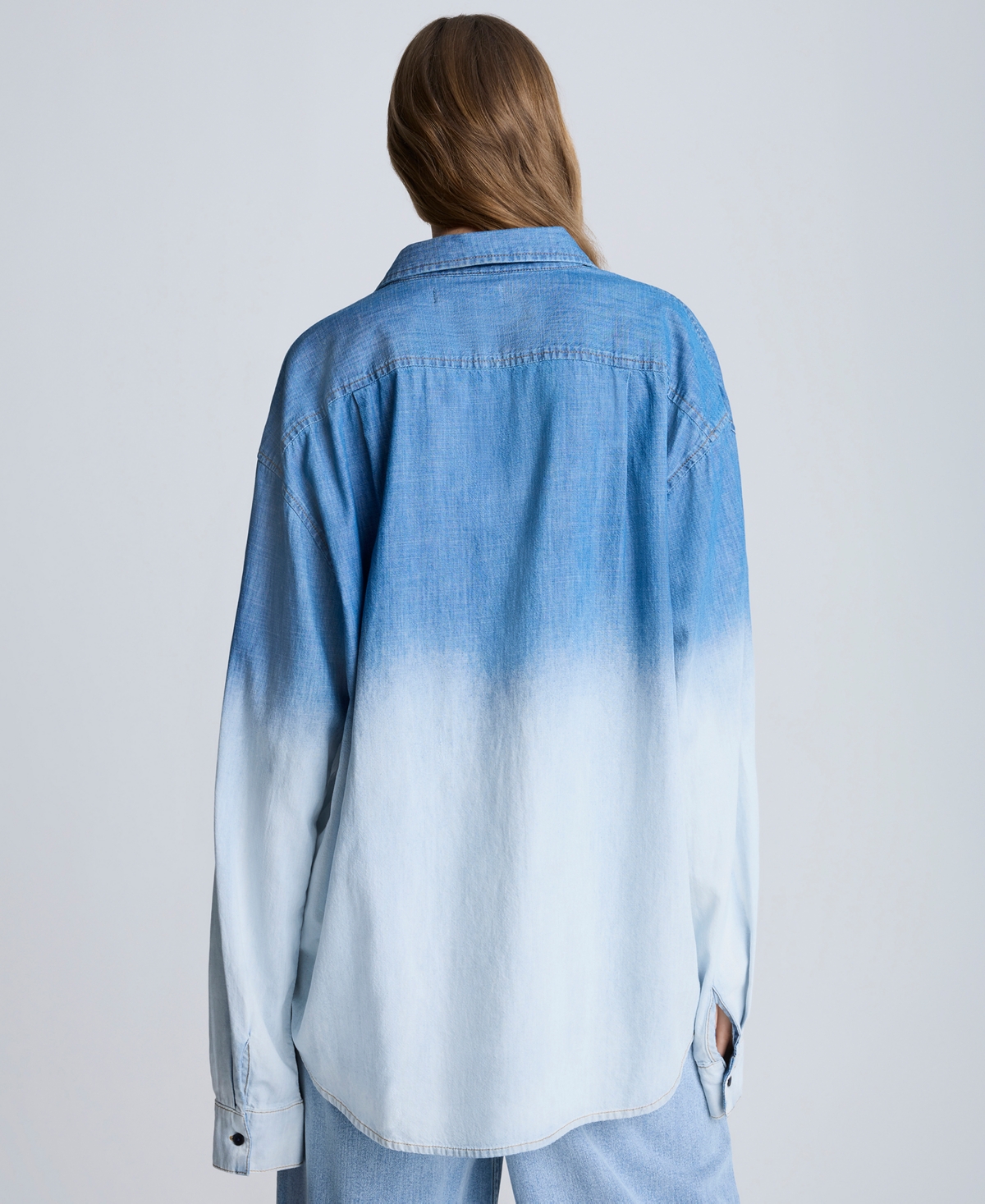 Kenneth Cole Gradient Dye Oversize Button-up Shirt In Gradient Kc Dark Wash