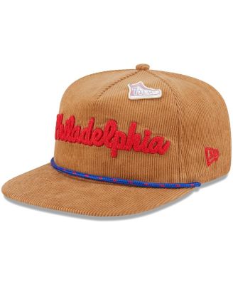 New Era - Men's Tan Philadelphia 76ers Victory Grove Corduroy Sneaker Pin Golfer Adjustable Hat