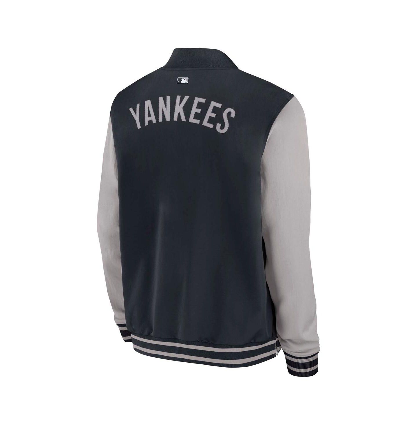 Мужская куртка Nike Navy/Gray New York Yankees Authentic Collection Dugout Full-Zip Bomber — фото 2
