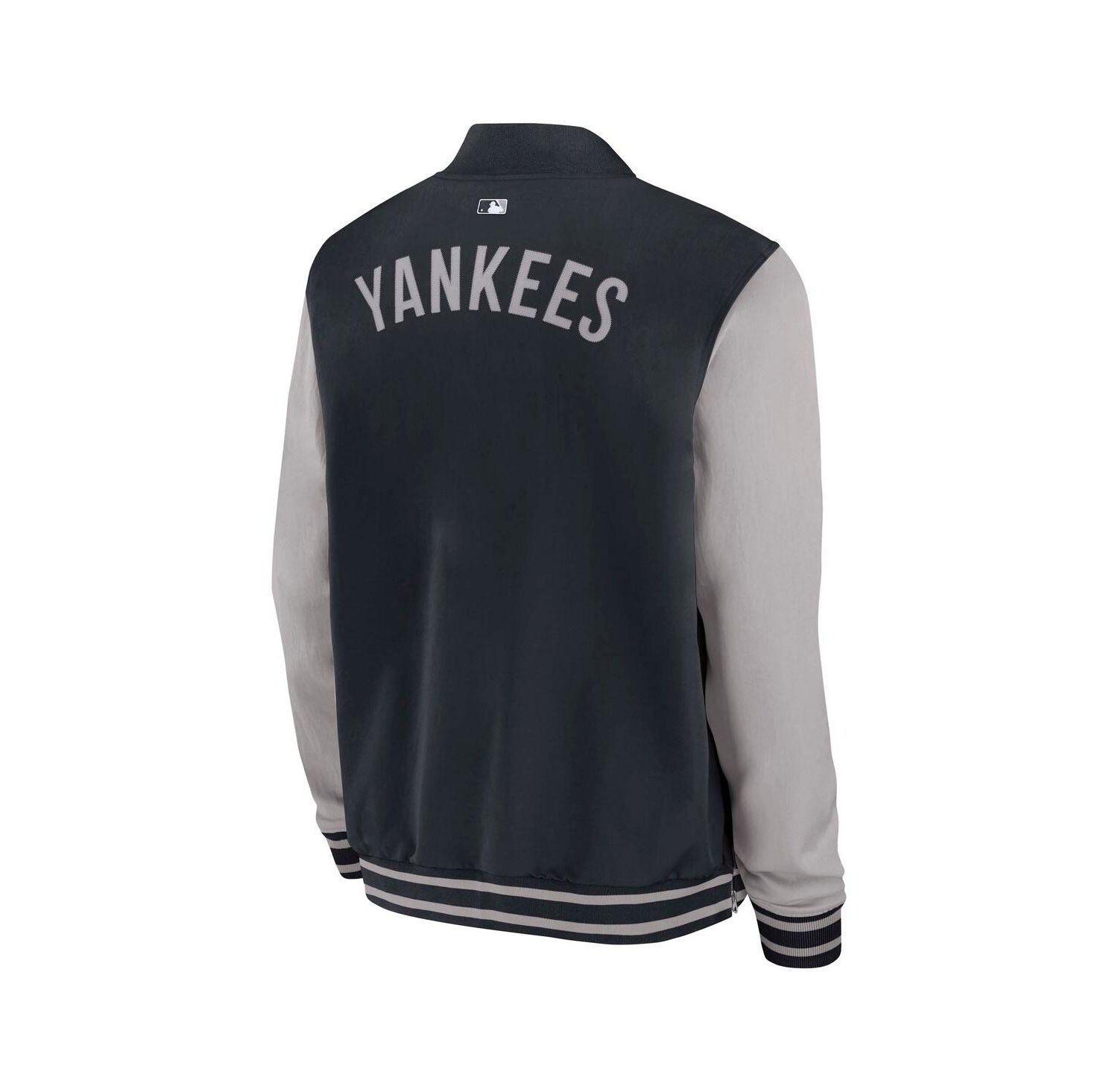 Men's Navy/Gray New York Yankees Authentic Collection Dugout Full-Zip Bomber Jacket