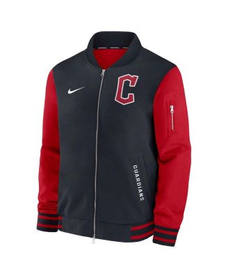 Men's Navy/Red Cleveland Guardians Authentic Collection Dugout Full-Zip Bomber Jacket