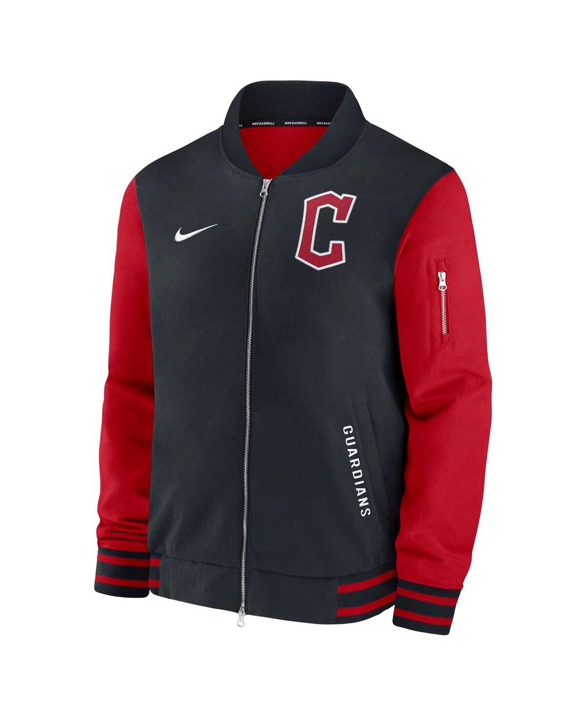 Nike Men's Navy/red Cleveland Guardians Authentic Collection Dugout Full-zip Bomber Jacket In Multi