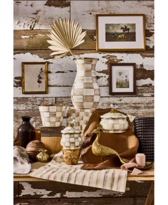 Mocha Check Squashed Pot