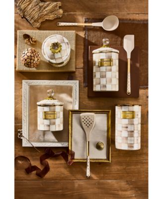 Mocha Check Utensil Holder