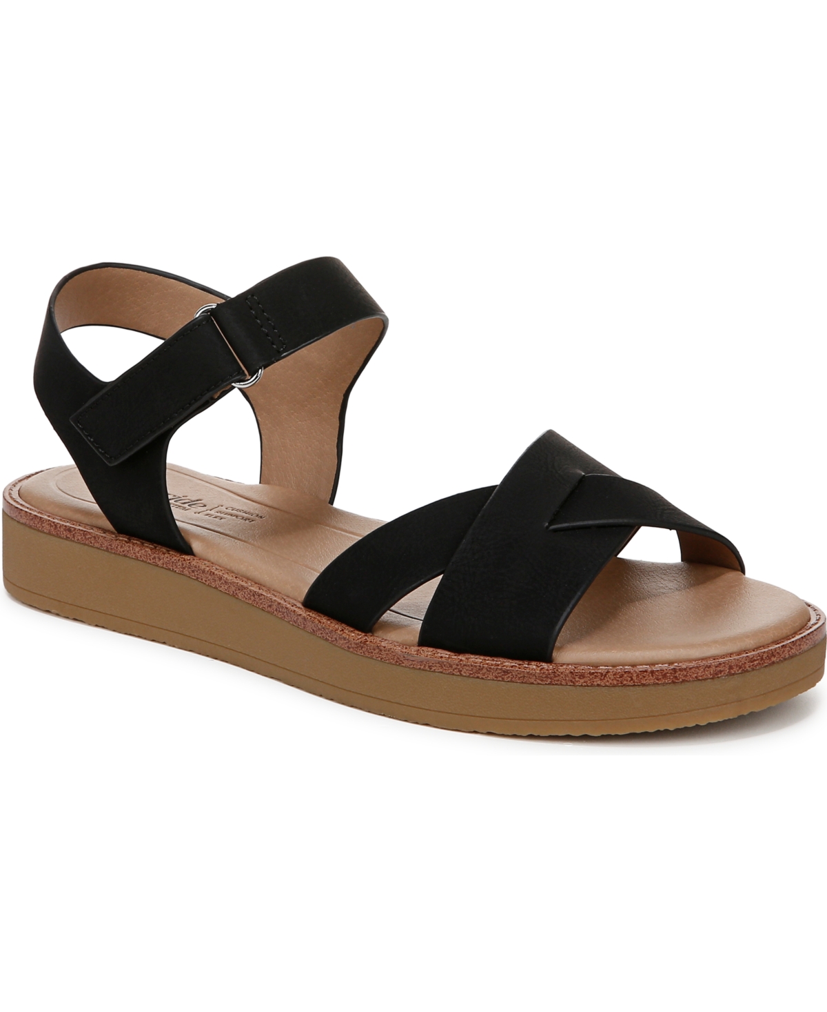 Shop Lifestride Women's Wren Strappy Platform Sandals In Black Faux Leather