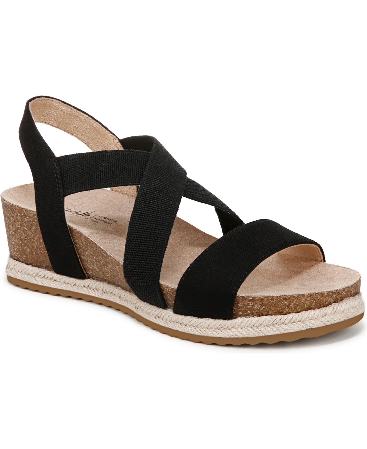 Shop Lifestride Women's Breeze Strappy Wedge Sandals In Black Fabric