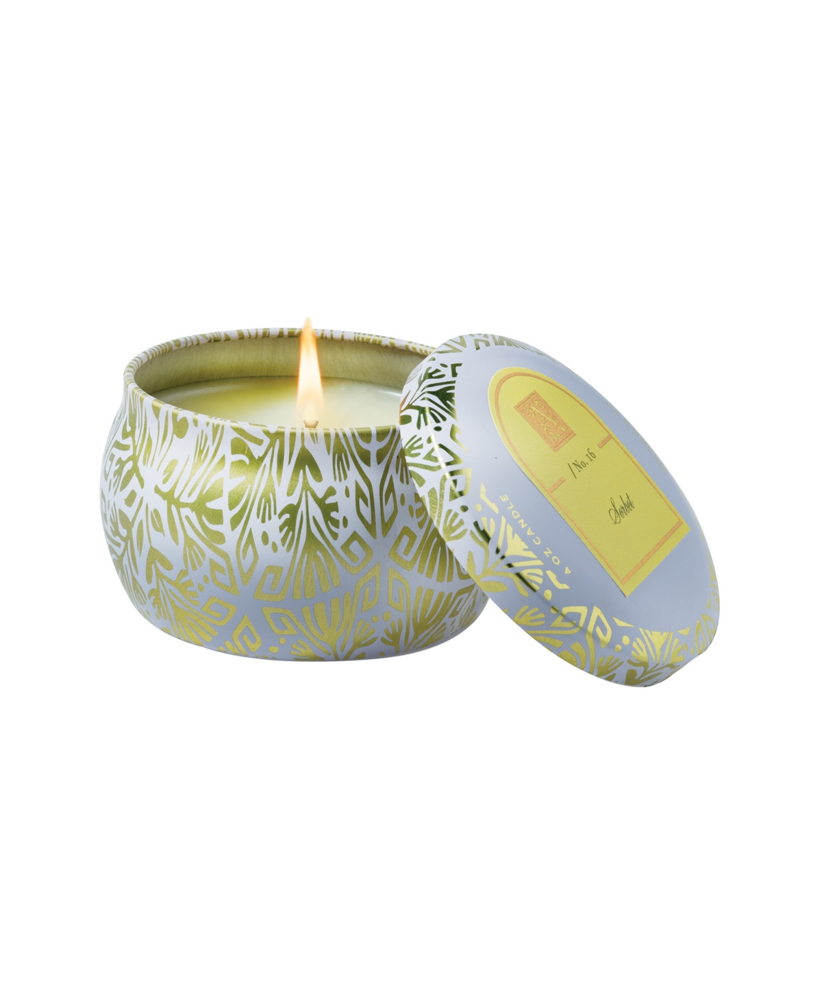 Sorbet Printed Tin Candle with Lid, 4 oz. - Silver