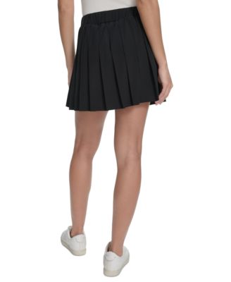 Women's Solid-Color Pleated Stretch Pull-On Skort