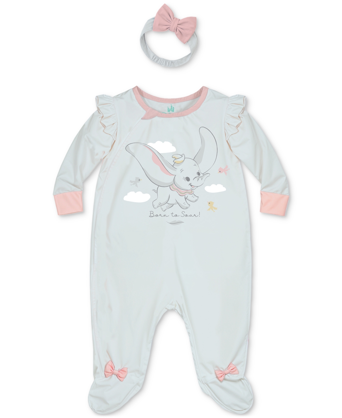 Disney Baby Girls Dumbo Footed Coverall & Headband, 2 Piece Set - Blue