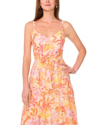 msk chiffon dress MSK Green Chiffon Dress Size 8 V-Neck Belted Waist Flowy Short Sleeve