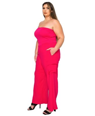 Women's Plus Size Yumi Sleeveless Cargo Jumpsuit