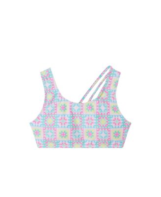 Toddler/Child Girls Pink Crochet Print Strappy Back Swimsuit