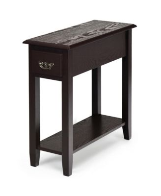 2-Tier Wood Drawer Shelf Narrow Bedside Sofa Side Table